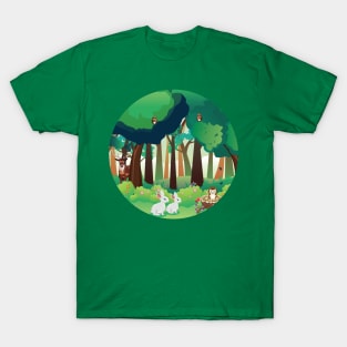 Green forest and cute animals T-Shirt